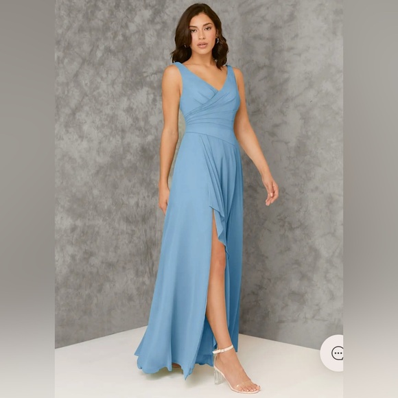 Azazie Dresses & Skirts - Azazie Steel Blue Kori Bridesmaid Dress